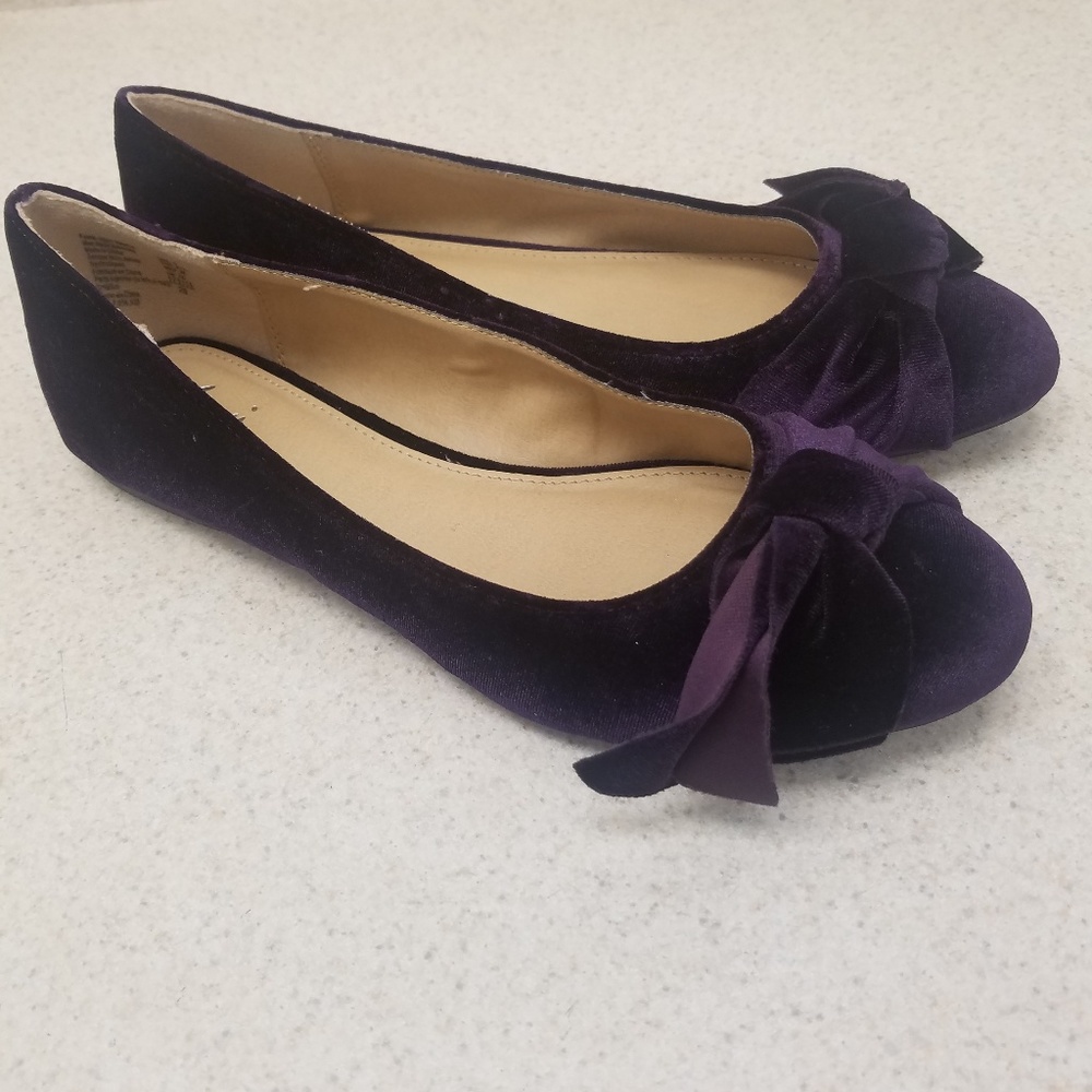 Fioni - Violet Purple Bow-toe Faux Suede New Flats